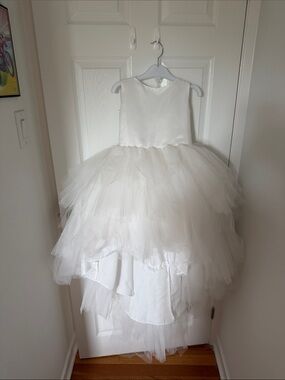 Tip Top Kids Ivory White Tulle Layered Formal Dress